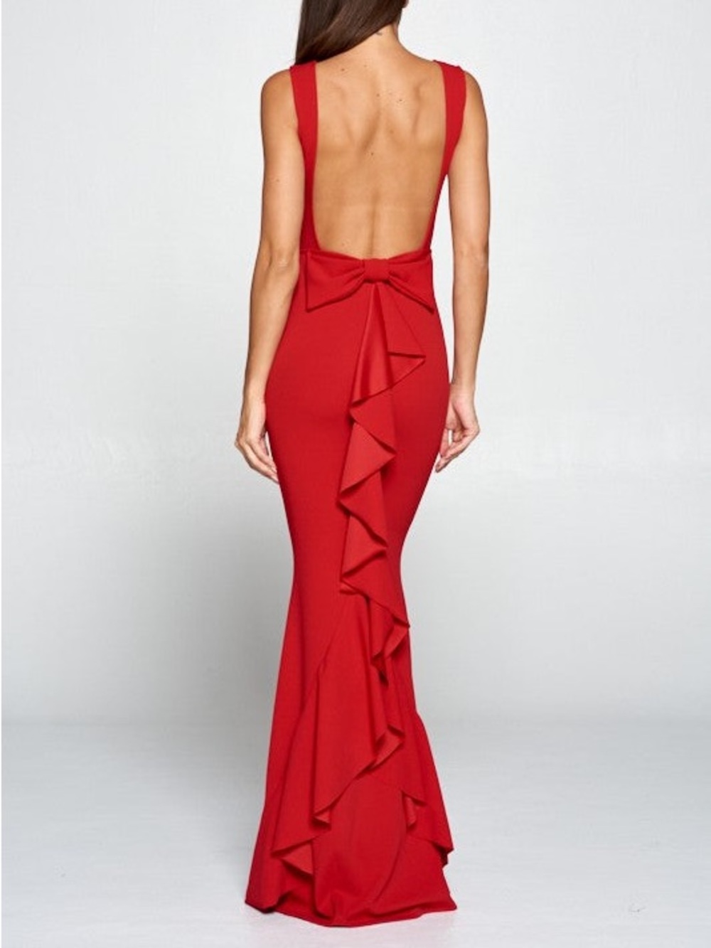 WINDSOR RED RUFFLE FORMAL DRESS - Picture 2 of 5